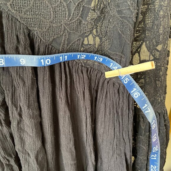 Free People M Black Lace Boho Slip Dress Romantic & Flowy - Picture 8 of 12